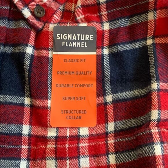 St. John’s bay quality mens wear size long sleeve, Navy red plaid super soft - Picture 3 of 8